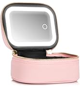 Extrei Gent Small Makeup Bag Travel Train Case with Mirror and Light Mini Travel Makeup Train Cas...