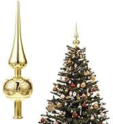 iplusmile Gold Christmas Tree Topper, 9 Inches Vintage Spherical Xmas Tree Topper, Mid Century Ch...
