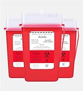 Sharps Container for Home Use and Professional 1 Quart (3-Pack) by Alcedo | Biohazard Needle and ...