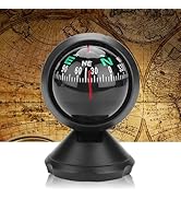 Klanata Car Compass Ball, Black Adjustable Ball Night Vision Compass, Marine Compass Boat Compass...