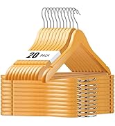 HOUSE DAY Wooden Hangers 20 Pack Natural Wood Clothes Hangers Smooth Finish Wooden Coat Hangers f...