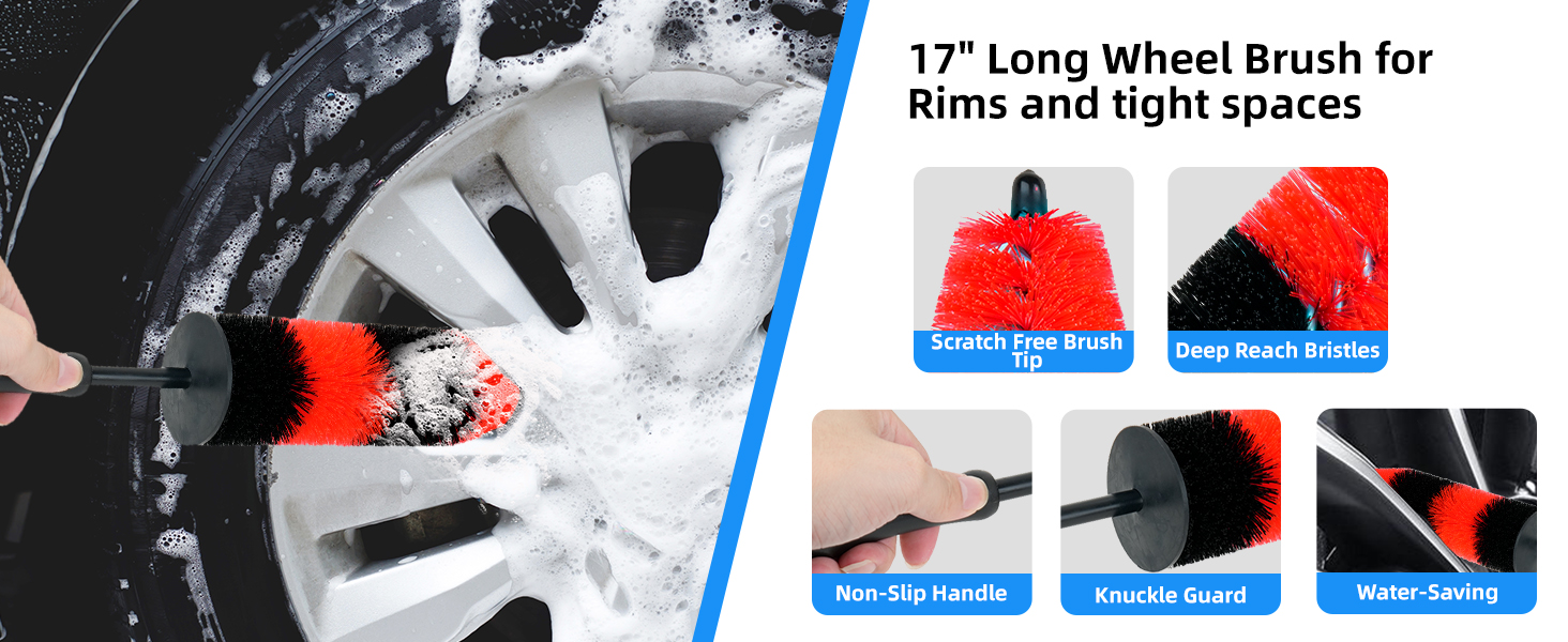 Car Wheel Brush kit, Tire Brush, Wheel Cleaner Brush