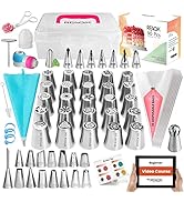 90PCs Russian Piping Tips Complete Set for Beginners-Cake Piping Bags and Tips Set, Cookie Cupcak...