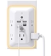 Surge Protector, Outlet Extender with Night Light, Addtam 5-Outlet Splitter and 4 USB Ports(1 USB...