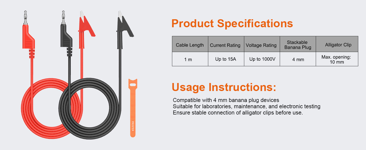 Stackable Banana Plug to Alligator Clip 