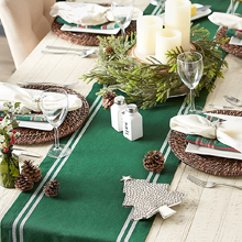 Green French Stripe Table Runner