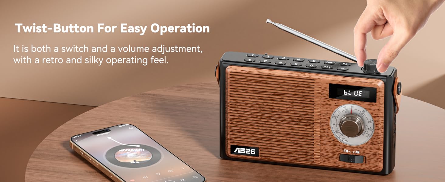  Vintage Wireless Radio with Digital Display