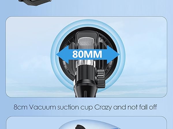 5 in 1 Car Phone Holder, Dashboard Windshield Phone Mount with Strong Suction Cup &amp; Large Clamp