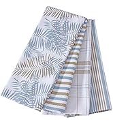 ACCENTHOME Cotton Kitchen Towels - 4-Piece Absorbent Set | Tea &amp; Bar Towels | Marino Leaf Print |...