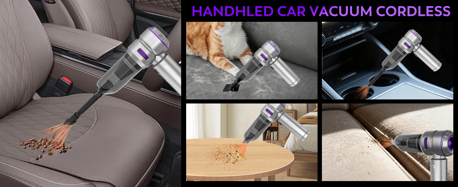 KedeeSparkle Handheld Car Vacuum Cleaner, 4 in 1 Cordless Vacuum Cleaner