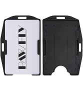 Pawfly 2 Card ID Badge Holder 2 Sided Black Rigid Hard Plastic Credit Card Protector - 2 Pack