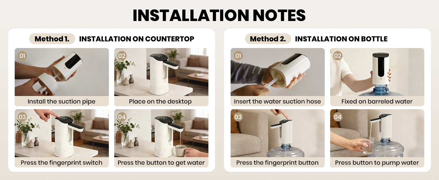 Installation steps for water dispenser