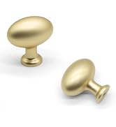 Gutapo 4 Pack Oval Solid Matte Gold Cabinet Knobs, 1-3/8 inch(35mm) Zinc Alloy Vintage Egg Knob P...