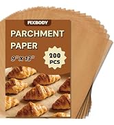 FIXBODY 200 PCS Unbleached Parchment Paper Sheets for Baking 9x13 Inches, Non-Stick and Non-Toxic...