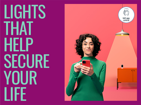 WiZ smart lighting; WiZ controlled; secuirty; security camera; WiFi: connected