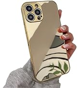 LUVI Compatible with iPhone 16 Pro Max Mirror Case Makeup Luxury Glossy Glass Electroplate Bumper...