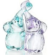 H&amp;D HYALINE &amp; DORA 4" H Loving Pair of Elephants in Blue &amp; Purple Modern Glass Figurines Crystal ...