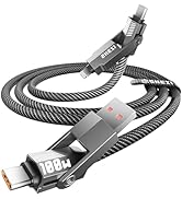 SHEZI Upgraded 4-in-1 100W 5FT USB C Lightning Cable, Nylon Braided Fast Charging iPhone iPad Cha...