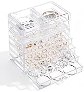 Ewen 7-Tier Extra-large Jewelry Organizer Box, Clear Acrylic Earring Necklaces Holder Display Cas...