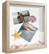 SUNMEG 8x8 Shadow Box Frame Display Case, Wood with Plexiglass, Display Case Box for Memorabilia,...