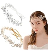 2 PCS Bridal Wedding Hair Vine Flower Girl Crystal Rhinestone Headpiece Dainty Rhinestones Pearls...