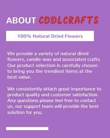 About CoolCrafts: We provide a variety of natural dired flowers, candle wax and associated crafts.