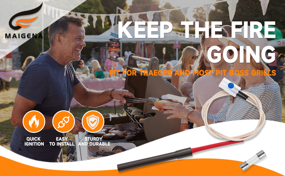 2 Pack Upgraded Hot Rod Igniter Kit Replacement for Traeger, Pit Boss &amp;amp; Camp Chef Smokers