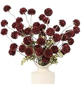 DuHouse 6pcs Artificial Flowers Faux Silk Pompon Mum,Silk Small Mini Chrysanthemum Ball with Stem...