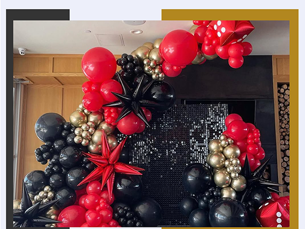 red black and gold balloons