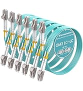 SpeedyCables LC to LC Fiber Patch Cable 2m/7ft 6Pack, OM3 Multimode 10G/40G Optical Jumper, Duple...