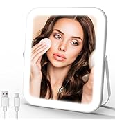 ROLOVE Travel Makeup Mirror with Lights, Ultra-Thin Aluminum Lighted Vanity Mirror, 8"x10" Rechar...