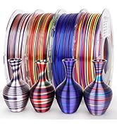 AMOLEN Silk PLA 3D Printer Filament Bundle, Shiny Multicolor Rainbow PLA Filament 1.75mm Pack, Fa...
