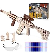 VATOS Wooden Gun Puzzles, 3D Wood Puzzles Gun for Adult with Foam Soft Bullet, Electric Wooden M4...