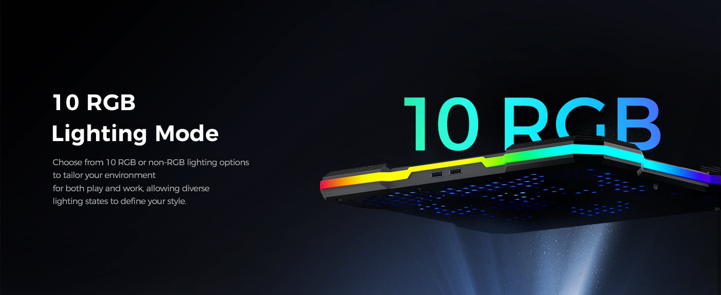 10 RGB Modes computer laptop cooler