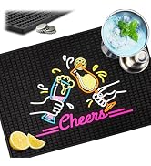 Cheers Bar Mats for Countertop – 12" x 18" Rubber Spill Bar Mat for Home Bar, Durable Decorative ...