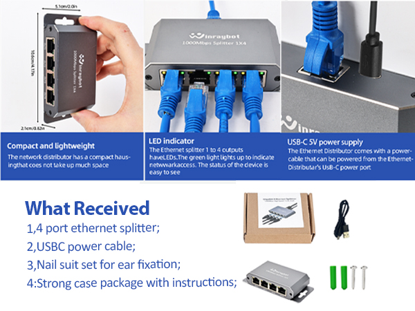 Ethernet Splitter 1 to 4