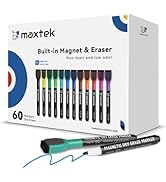 maxtek 60 Count Magnetic Dry Erase Markers, Fine Tip, 12 Colors, Low Odor Whiteboard Markers with...