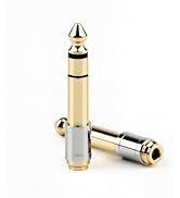 Zylveron 6.35mm (1/4 inch) Male to 3.5mm (1/8 inch) Female Headphone Adapter - 24K Gold-Plated Au...