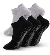 kepiibi 5 Pairs Pilates Socks with Grips for Women Non Slip Grip Yoga Crew Socks for Barre Hospit...