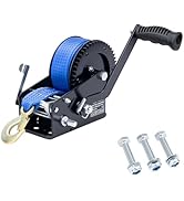 RVSNAIL 3500LBS Heavy Duty Boat Trailer Winch with 32FT Strap, 2-Way Ratchet, 4:1/8:1 Gear Traile...