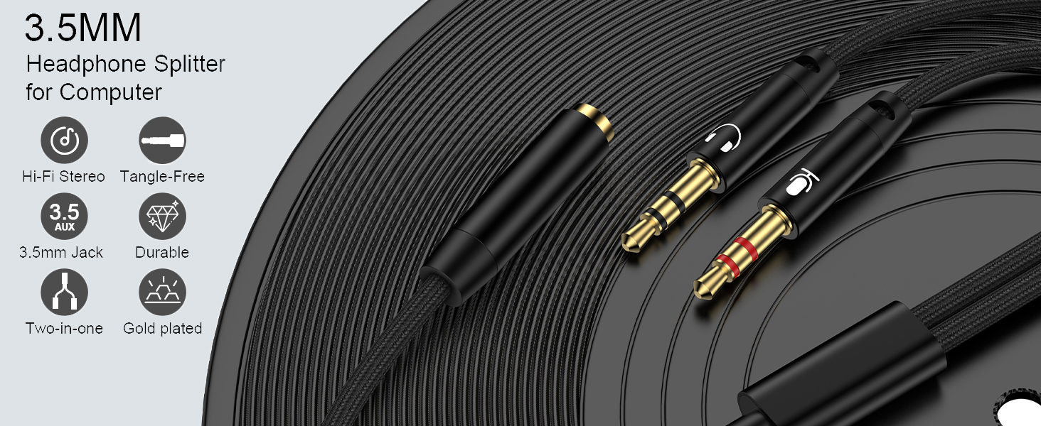 audio splitter headphone splitter aux splitter 1 in 2 out splitter headphone jack trs to adapter