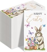 100 Happy Easter Napkins Easter Disposable Paper Decorative Guest Napkins, Watercolor Easter Bunn...