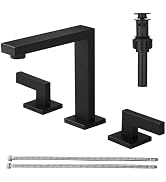 RUMOSE 8 inch Widespread Matte Black Bathroom Faucets for Sink 3 Hole Stainless Steel 2 Handle La...