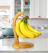 Totally Bamboo Banana Hanger holding bananas in kitchen.