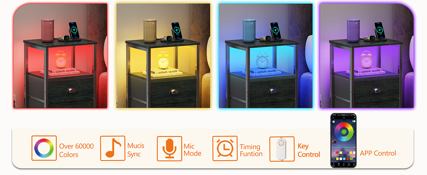 side table set of with charging station