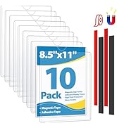 VAIIGO 10 Pack Magnetic Sign Holder 8.5 x 11 - Plastic Wall Sign Holder with Magnet and Adhesive ...
