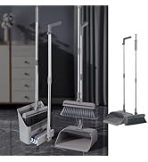 3 in 1 Broom and Dustpan Set Foldable Hand Broom for Home &amp; Kitchen with Rotatable Standing Stora...