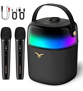 Karaoke Machine for Adults and Kids, Portable Bluetooth Speaker 80W with Two Wireless Microphones...