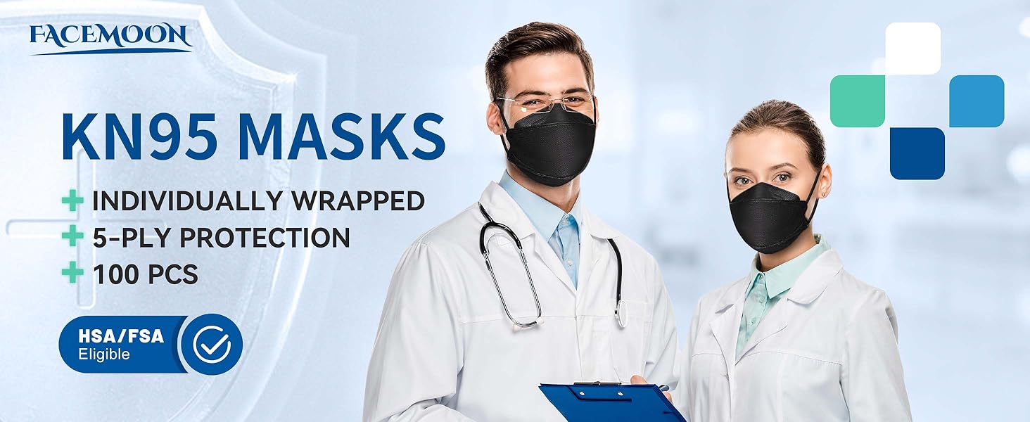 KN95 masks,kf94 masks for adults,individually wrapped 100 pack,fsa hsa eligible items only list