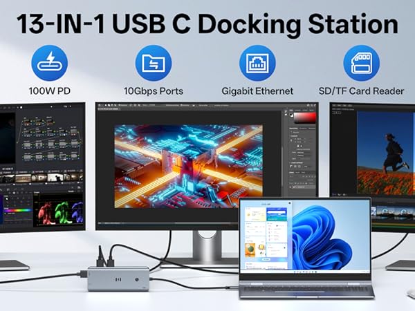 USB C Docking Station 3 HDMI